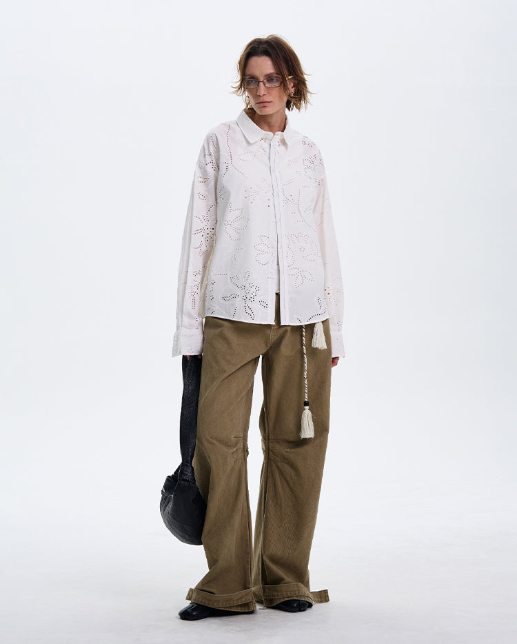 MADWITCH LOOSE WHITE LONG-SLEEVE SHIRT #31111