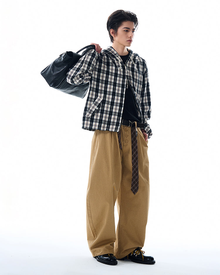 MADWITCH INS STYLE PLAID HOODED JACKET #RW148
