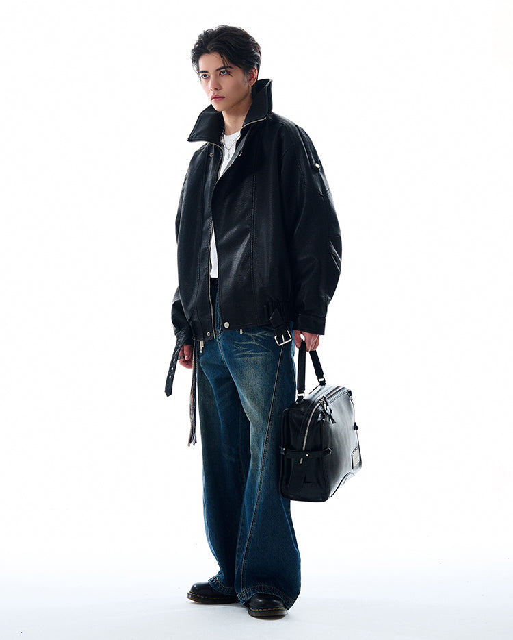 MADWITCH BIKER-STYLE LEATHER JACKET #NR4020