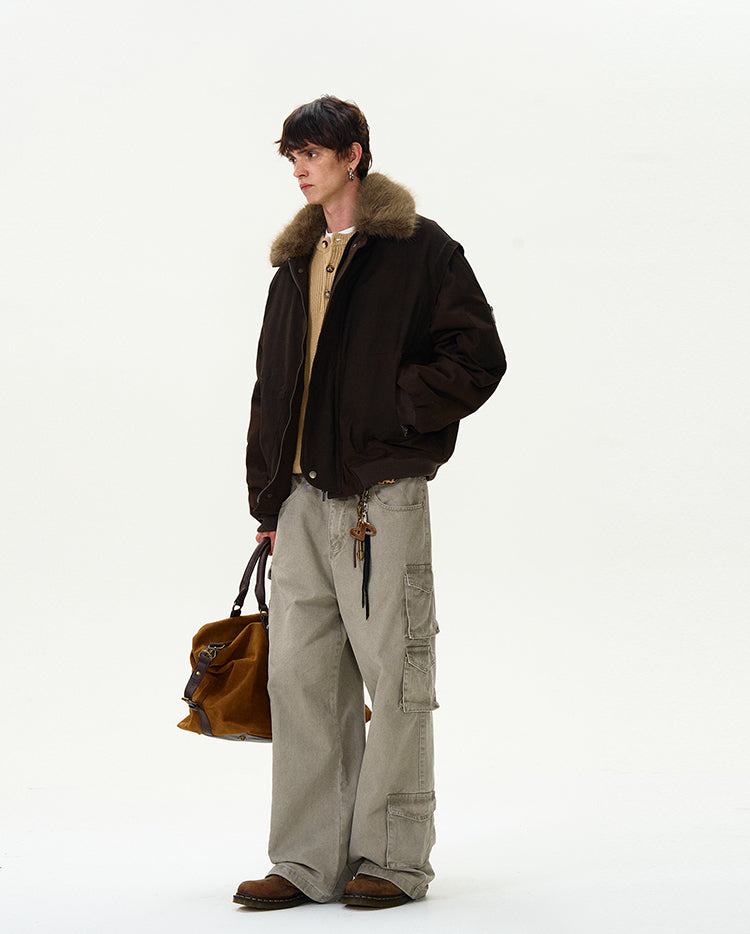 MADWITCH FAUX FUR COLLAR DOWN JACKET #Y07