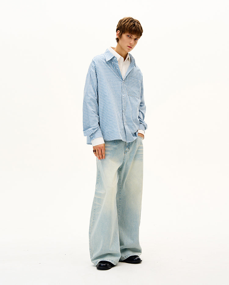 MADWITCH UNISEX CLASSIC PLAID BUTTON-UP SHIRT #CR6211