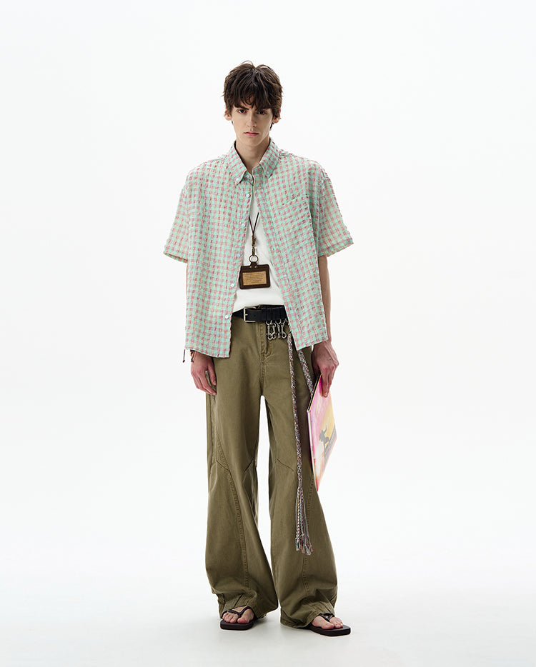 MADWITCH SEERSUCKER CHECK SHIRT #CR238