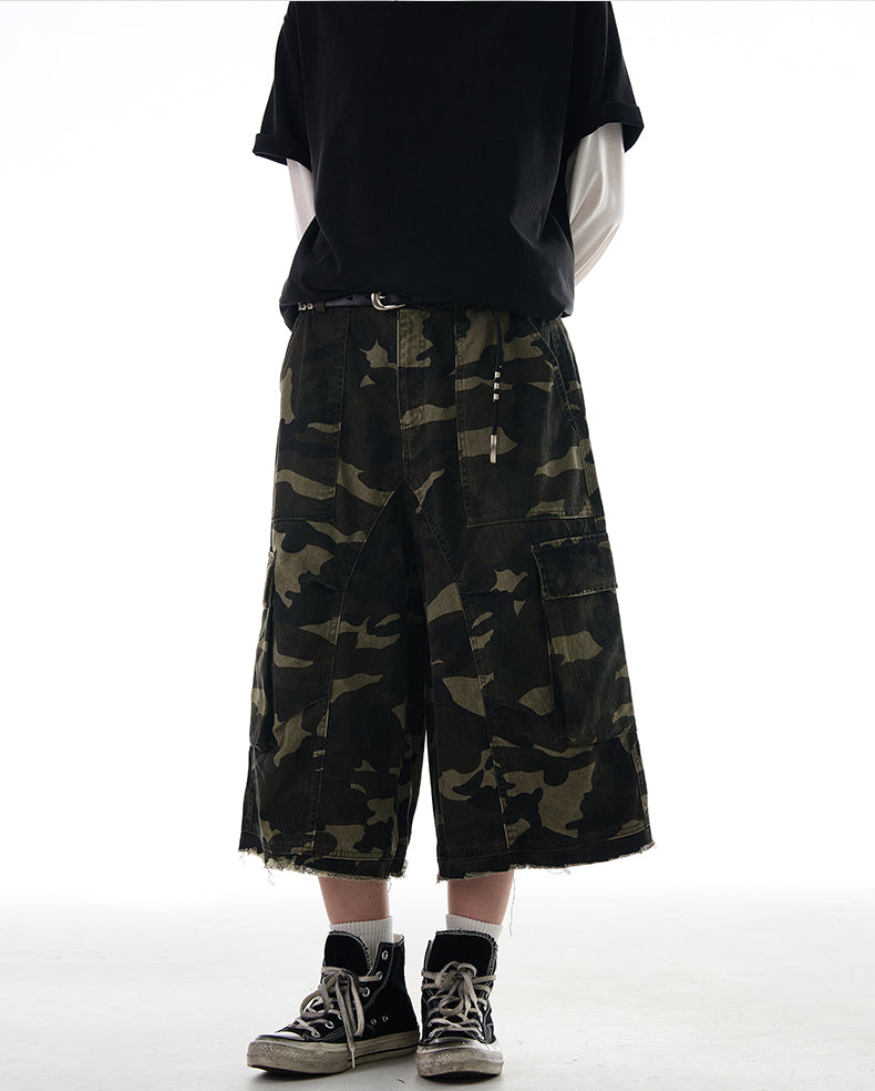 MADWITCH RAW HEM CAMO CARGO PANTS #CK252D