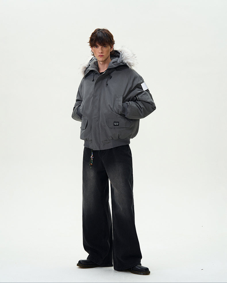 MADWITCH FUR-COLLAR PARKA COTTON COAT #HY8529
