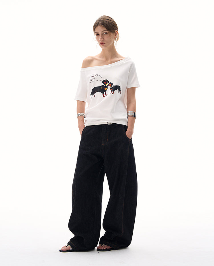 MADWITCH SLIM ASYMMETRIC PRINT TEE #G1420