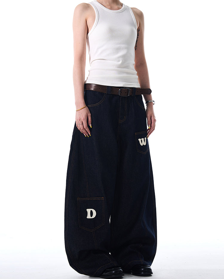 MADWITCH PATCH POCKET LOOSE-FIT JEANS #L525