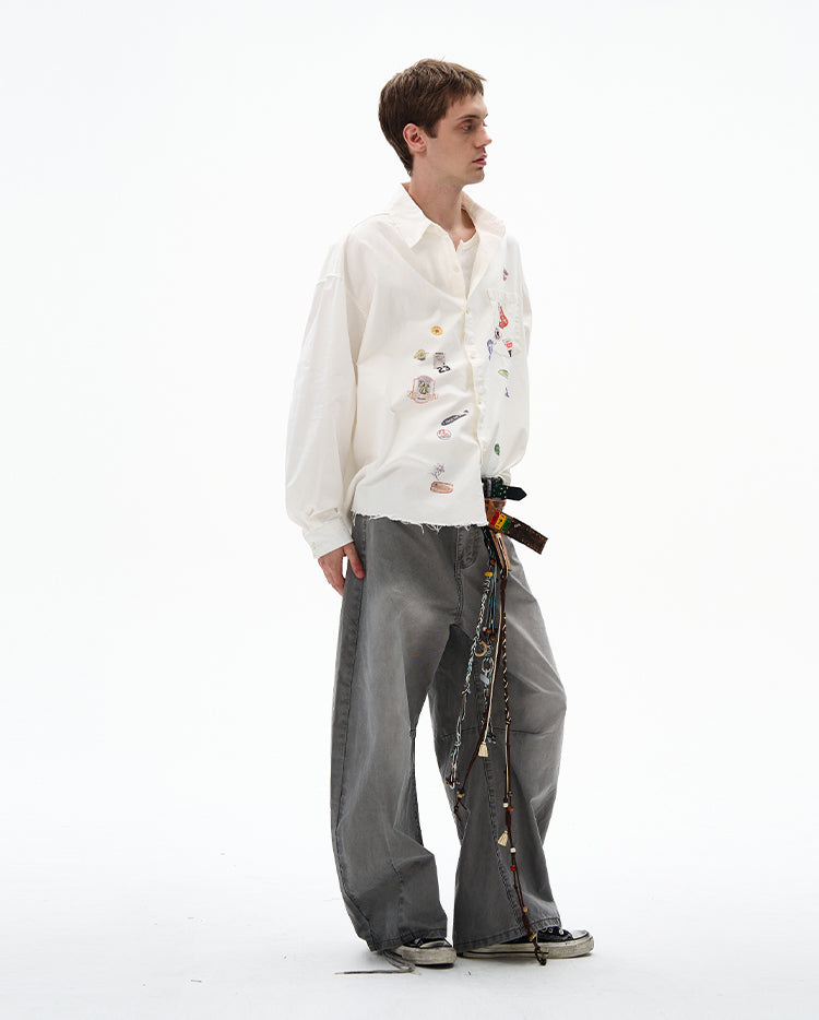 MADWITCH RAW-EDGE LONG SLEEVE SHIRT #BR92