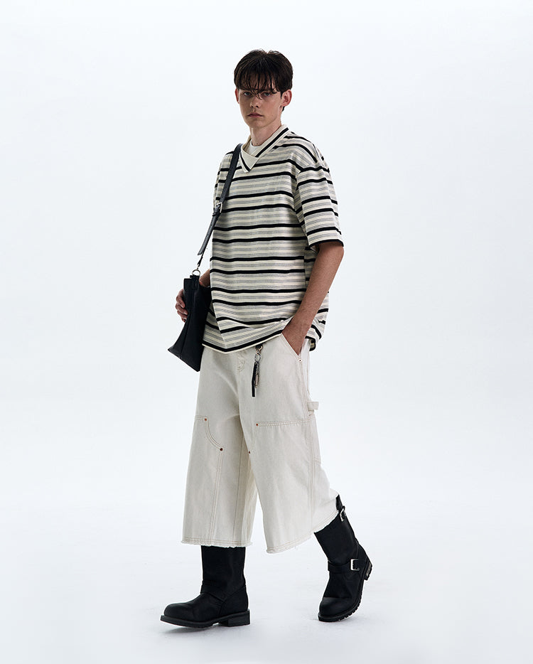 MADWITCH CONTRAST STRIPED T-SHIRT #G1525