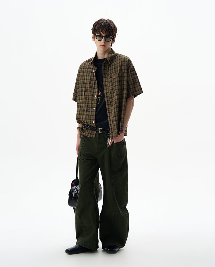 MADWITCH SEERSUCKER SHORT SLEEVE SHIRT #CR252