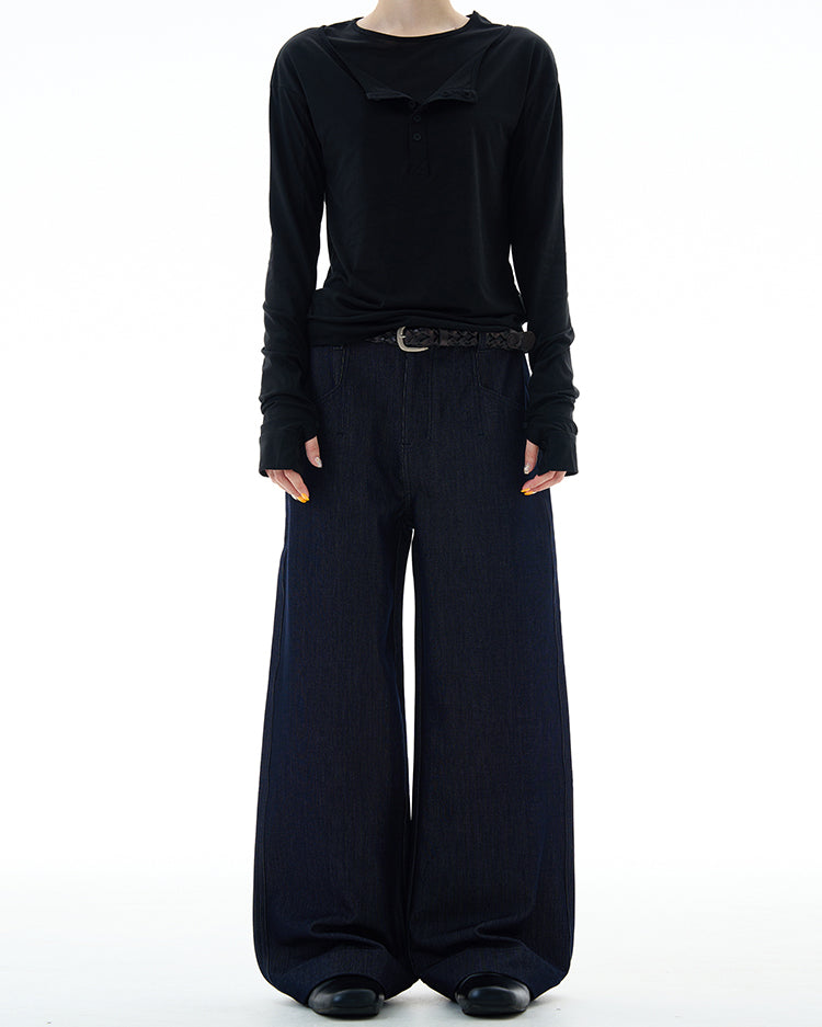 MADWITCH DRAPEY STRAIGHT DENIM PANTS #9910
