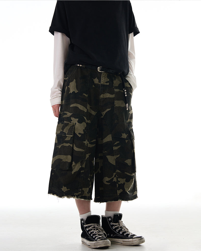 MADWITCH RAW HEM CAMO CARGO PANTS #CK252D