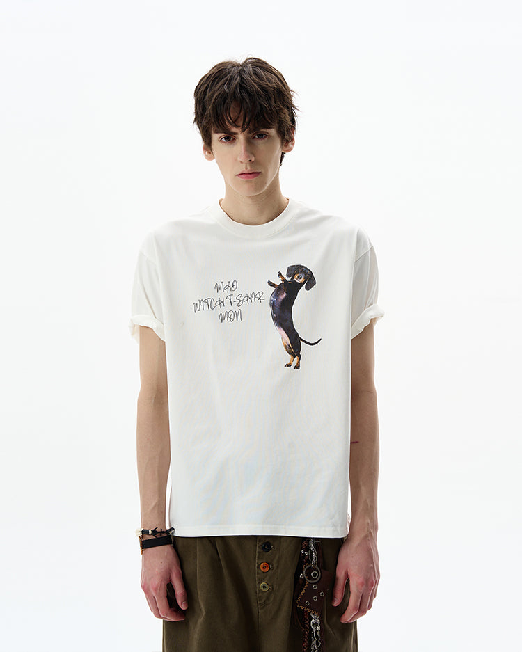 MADWITCH PUPPY PRINT T-SHIRT #MD4196
