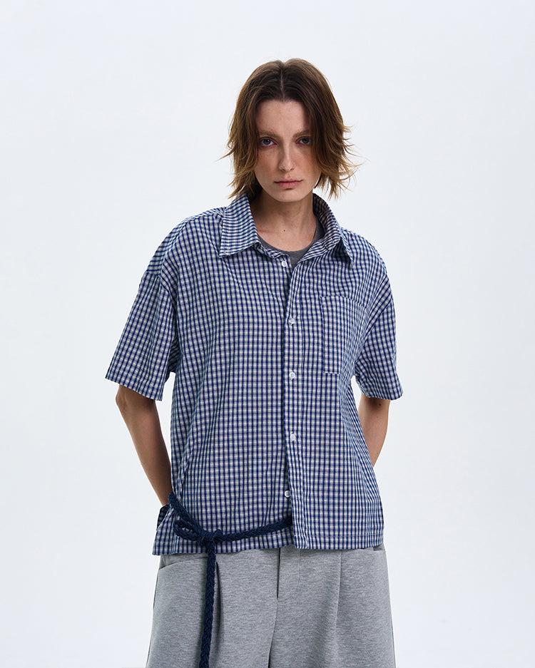 MADWITCH SPRING SUMMER PLAID SHORT-SLEEVE SHIRT #CR212