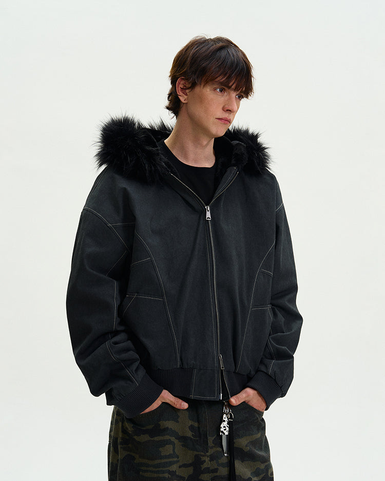 MADWITCH LOOSE FITTED FLEECE LINED JACKET #0191