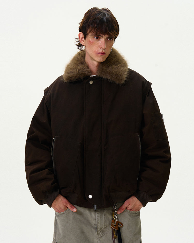 MADWITCH FAUX FUR COLLAR DOWN JACKET #Y07