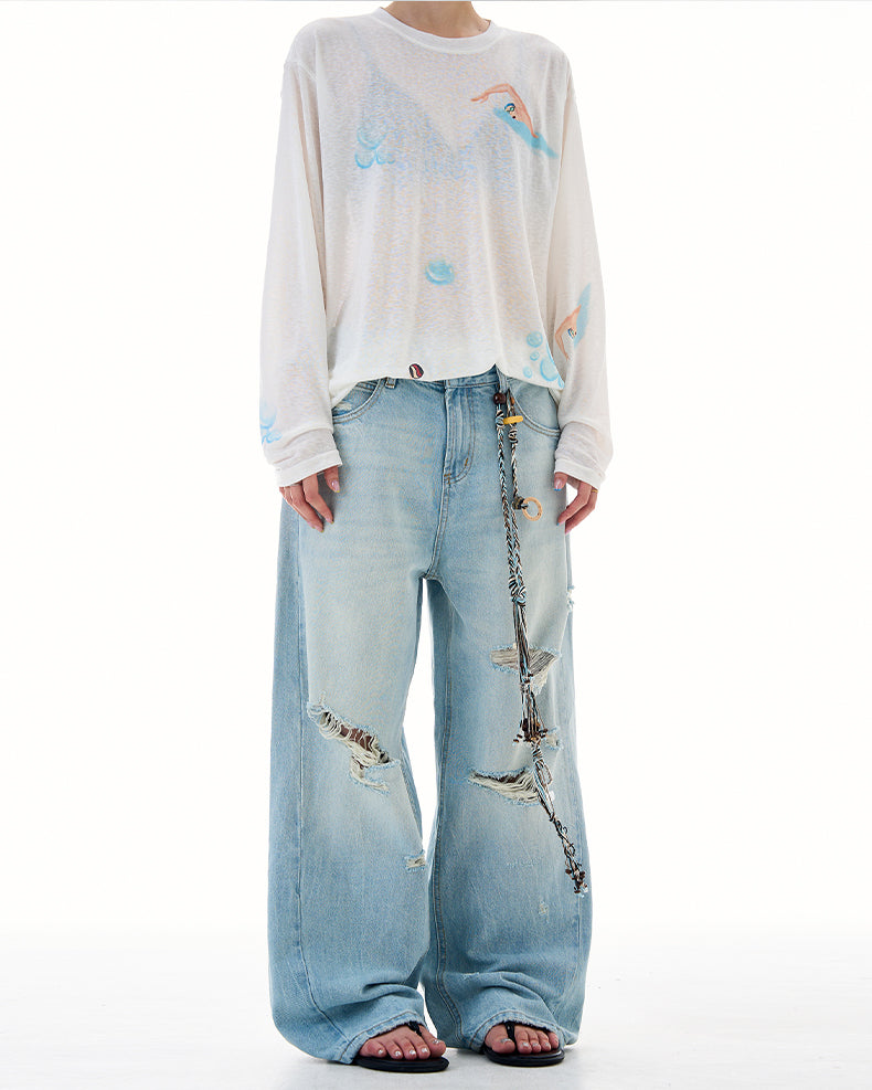 MADWITCH DISTRESSED WASH DENIM PANTS #K9667