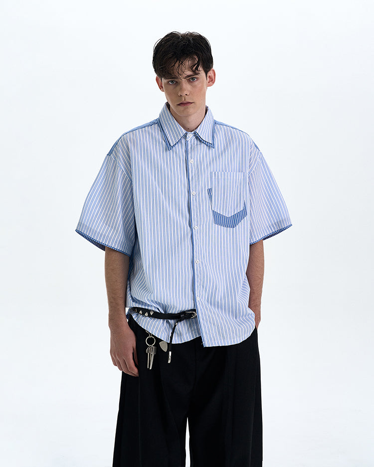 MADWITCH PATCHWORK SHORT SLEEVE SHIRT #AB1051