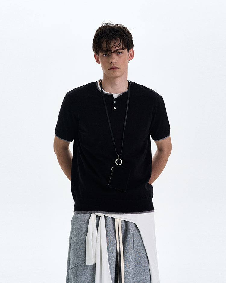 MADWITCH COLORBLOCK KNIT SHORT SLEEVE SHIRT #LX3027