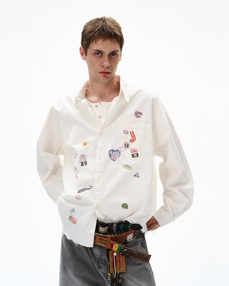 MADWITCH RAW-EDGE LONG SLEEVE SHIRT #BR92