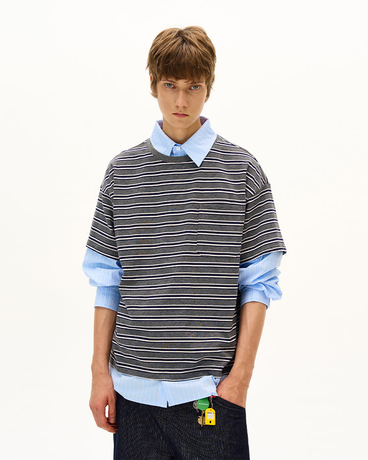 MADWITCH UNISEX FAKE TWO-PIECE LONG SLEEVE TOP #T009
