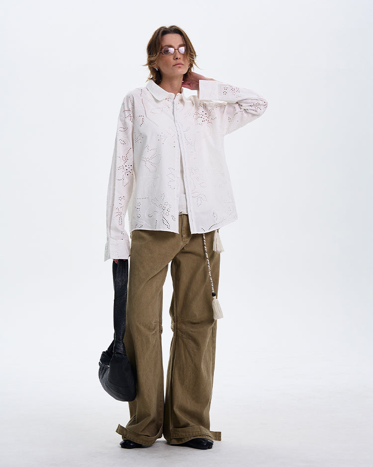 MADWITCH LOOSE WHITE LONG-SLEEVE SHIRT #31111