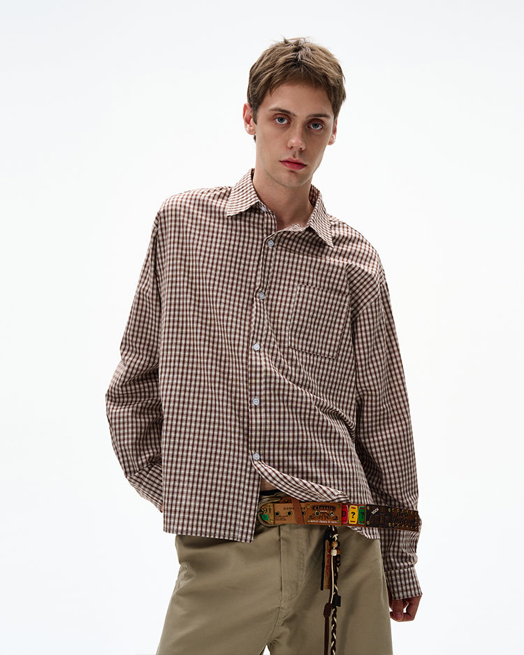 MADWITCH UNISEX VINTAGE PLAID LONG SHIRT #CR6215
