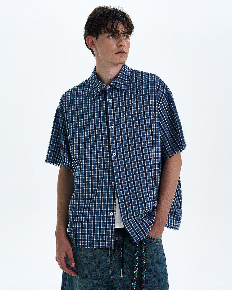 MADWITCH VINTAGE PLAID SHORT SLEEVE SHIRT #RC188