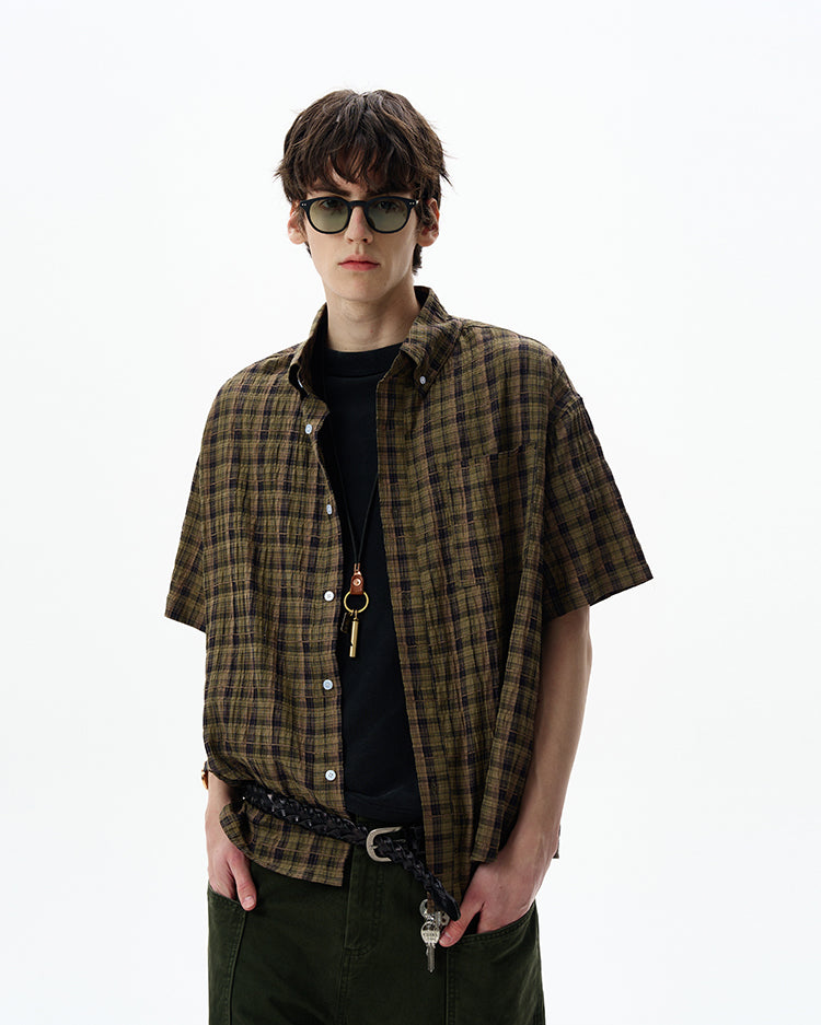 MADWITCH SEERSUCKER SHORT SLEEVE SHIRT #CR252