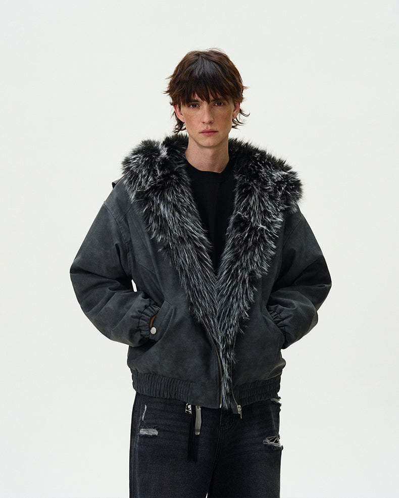 MADWITCH FAUX LEATHER UTILITY PUFFER COAT #L313Q24