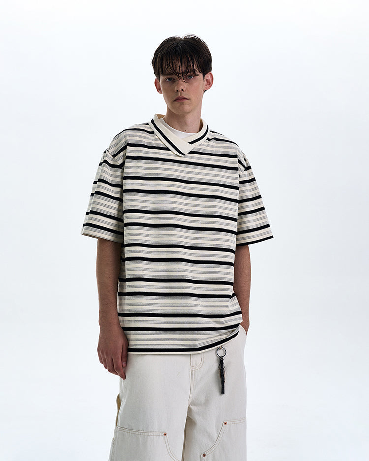 MADWITCH CONTRAST STRIPED T-SHIRT #G1525
