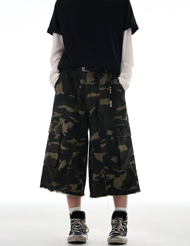 MADWITCH RAW HEM CAMO CARGO PANTS #CK252D