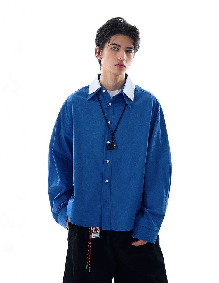 MADWITCH DOUBLE COLLAR PATCHWORK SHIRT #RC140