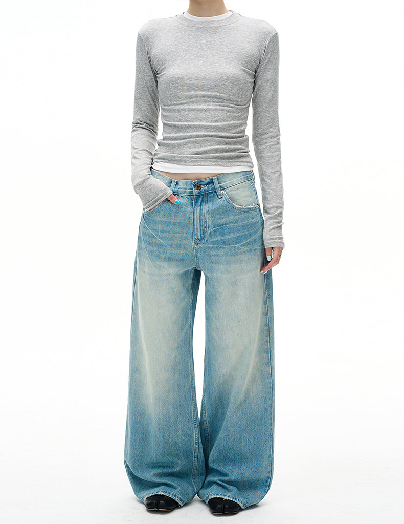 MADWITCH DISTRESSED WASHED STRAIGHT JEANS #CK9697