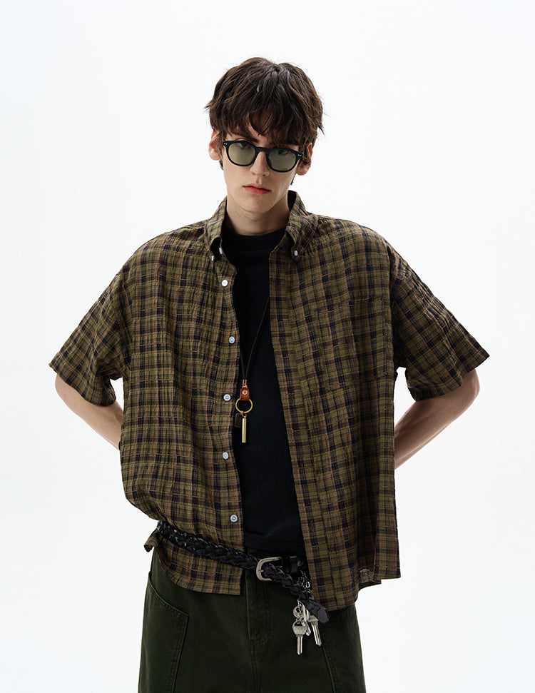 MADWITCH SEERSUCKER SHORT SLEEVE SHIRT #CR252