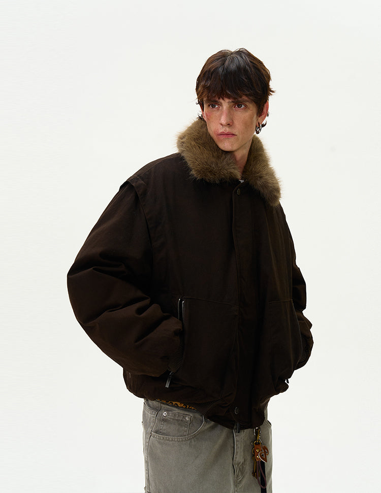 MADWITCH FAUX FUR COLLAR DOWN JACKET #Y07