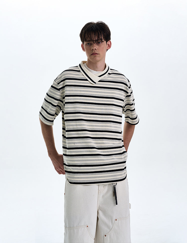 MADWITCH CONTRAST STRIPED T-SHIRT #G1525