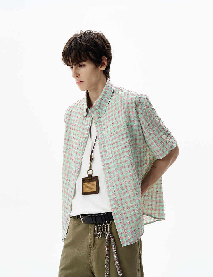 MADWITCH SEERSUCKER CHECK SHIRT #CR238