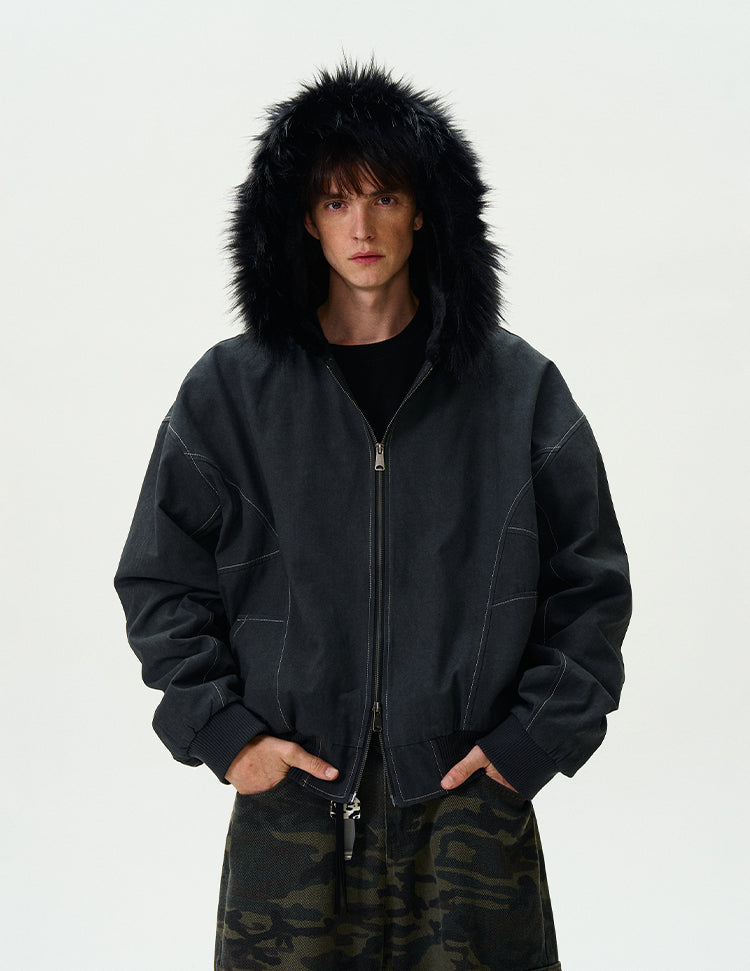 MADWITCH LOOSE FITTED FLEECE LINED JACKET #0191