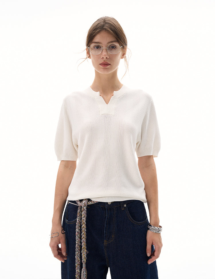 MADWITCH CLEAN FIT KNIT T-SHIRT #M6113