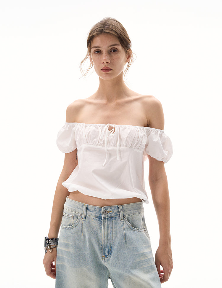 MADWITCH OFF-SHOULDER PUFF SLEEVE TEE #TC82N