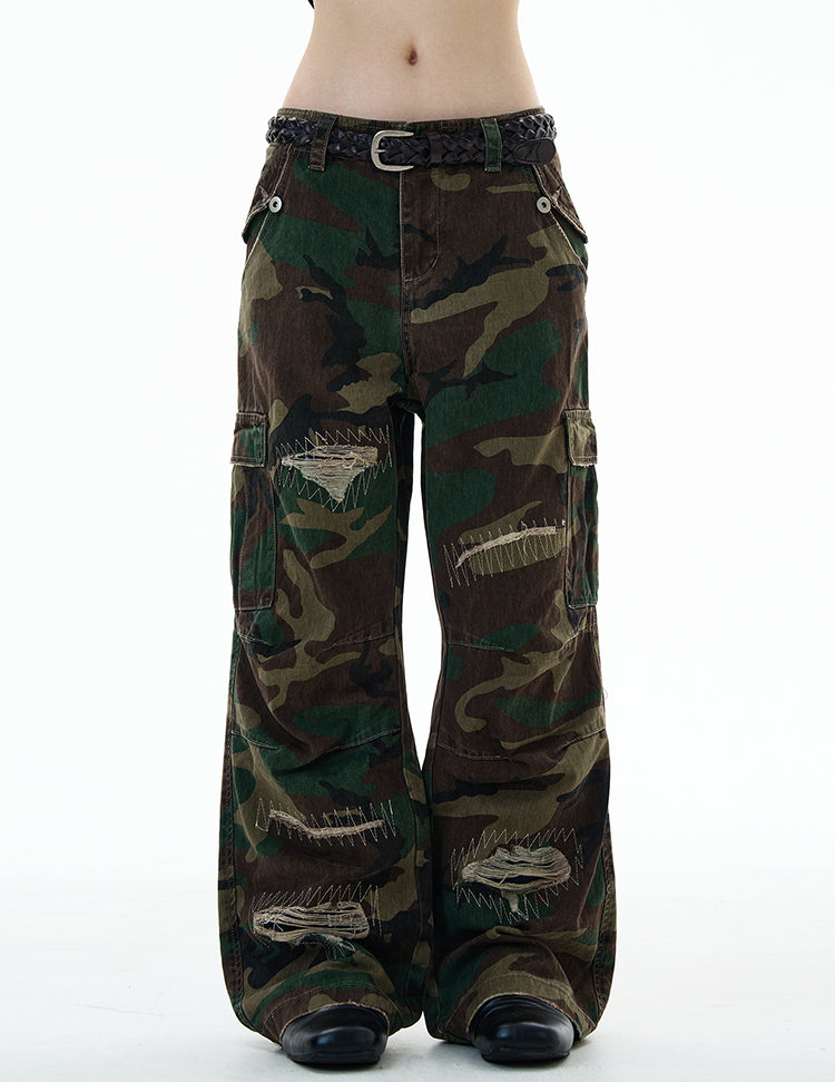 MADWITCH UNISEX CAMO CARGO UTILITY PANTS #Z013