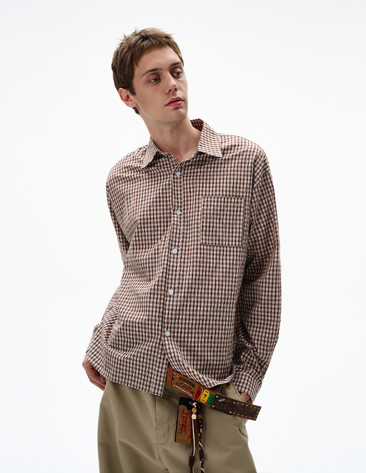 MADWITCH UNISEX VINTAGE PLAID LONG SHIRT #CR6215