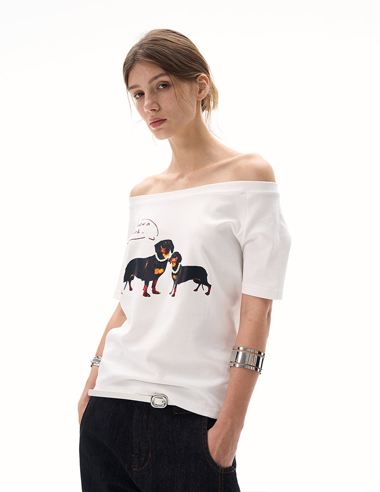 MADWITCH SLIM ASYMMETRIC PRINT TEE #G1420