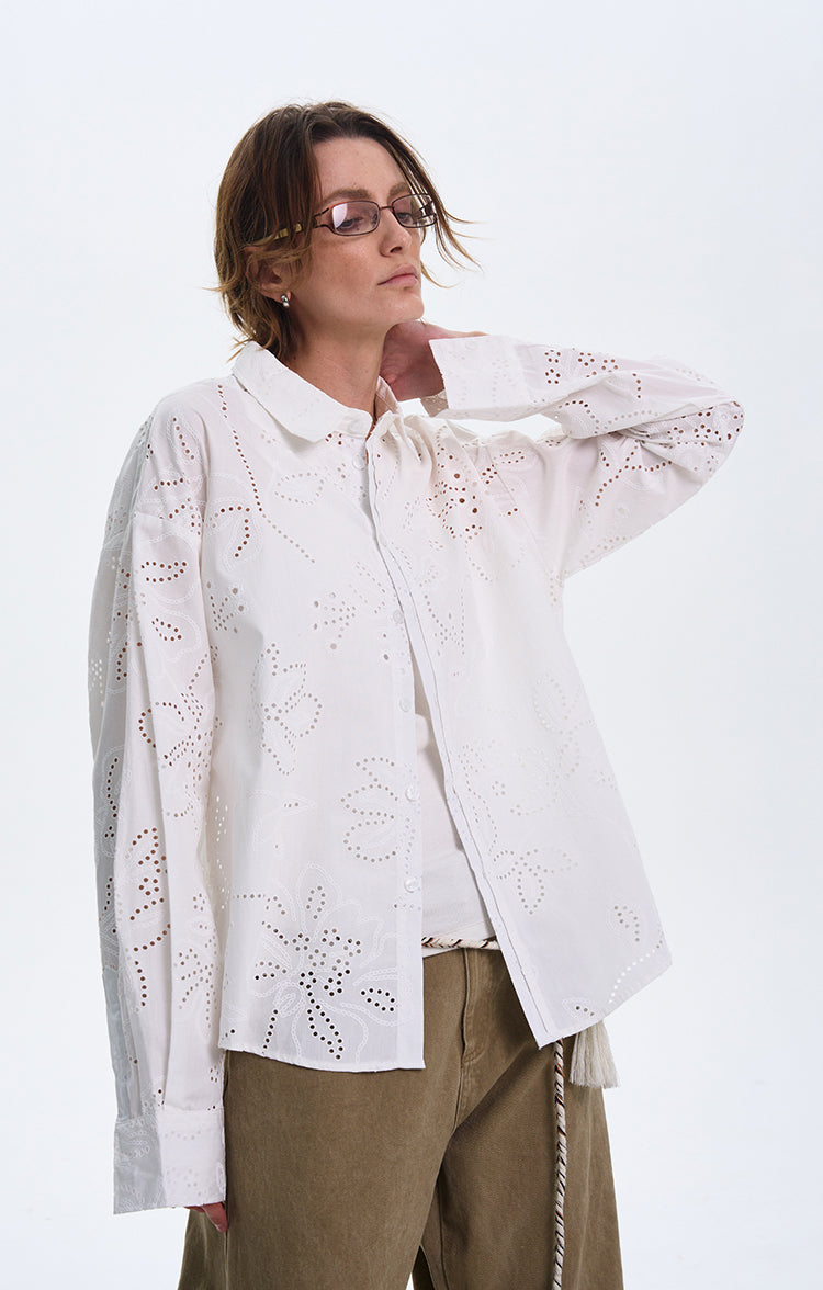 MADWITCH LOOSE WHITE LONG-SLEEVE SHIRT #31111