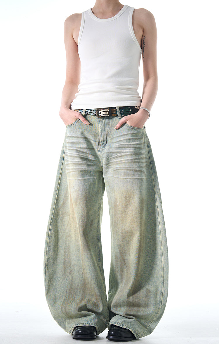 MADWITCH POST-APOCALYPTIC STYLE WIDE-LEG JEANS #FX065