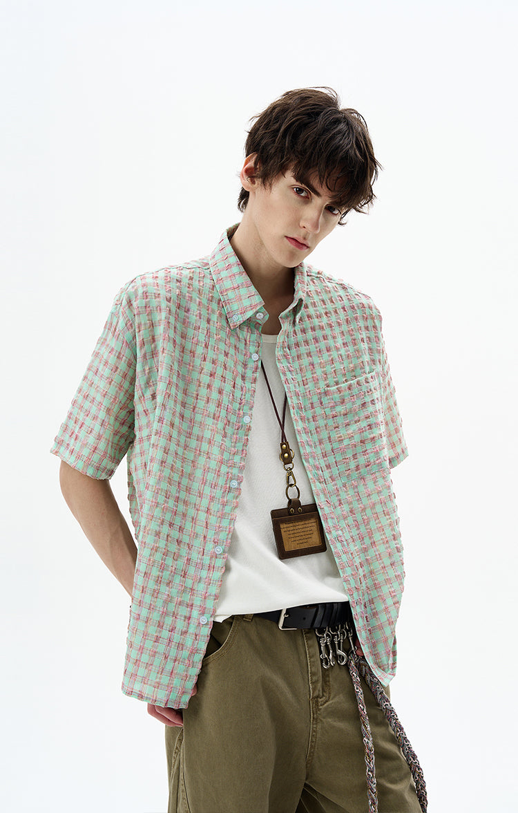 MADWITCH SEERSUCKER CHECK SHIRT #CR238