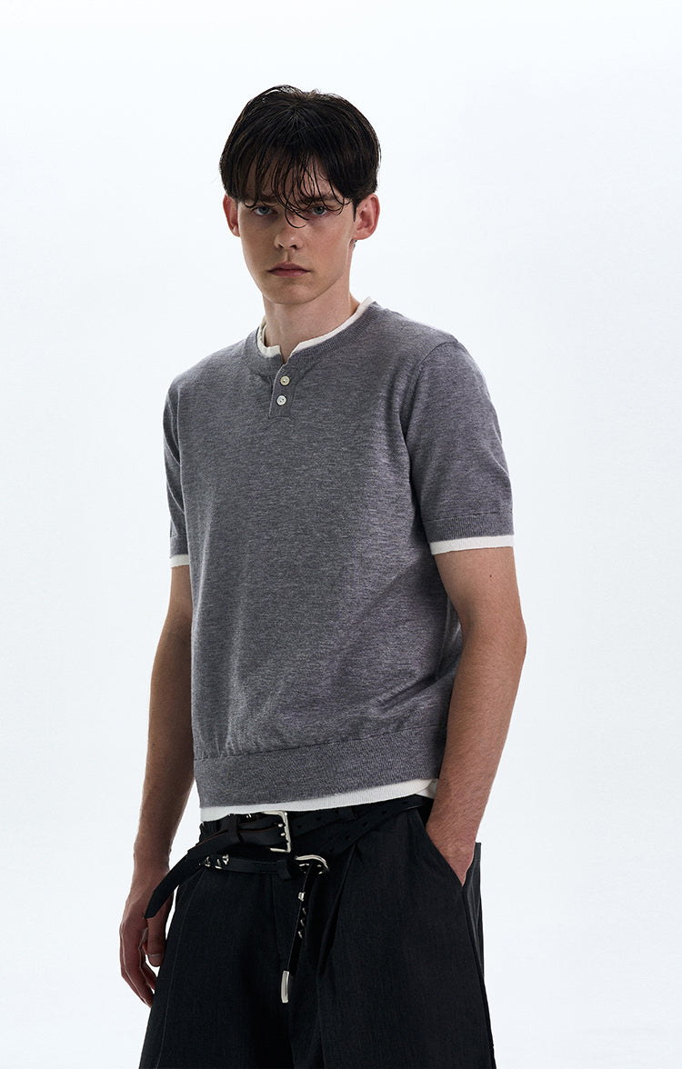 MADWITCH COLORBLOCK KNIT SHORT SLEEVE SHIRT #LX3027