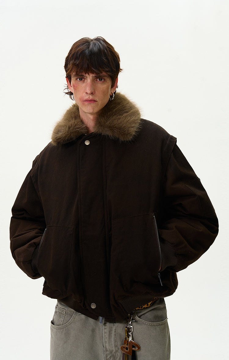 MADWITCH FAUX FUR COLLAR DOWN JACKET #Y07