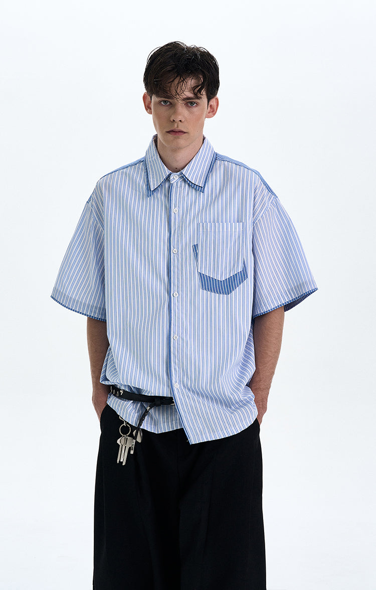 MADWITCH PATCHWORK SHORT SLEEVE SHIRT #AB1051