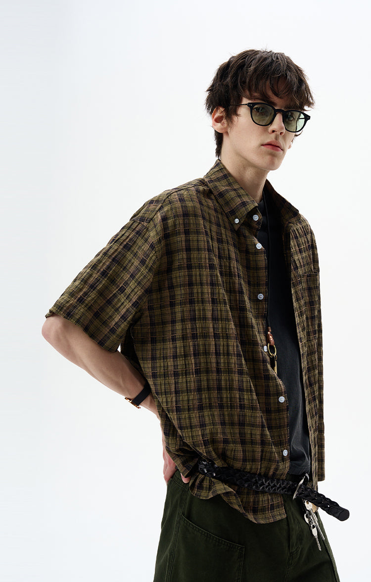 MADWITCH SEERSUCKER SHORT SLEEVE SHIRT #CR252